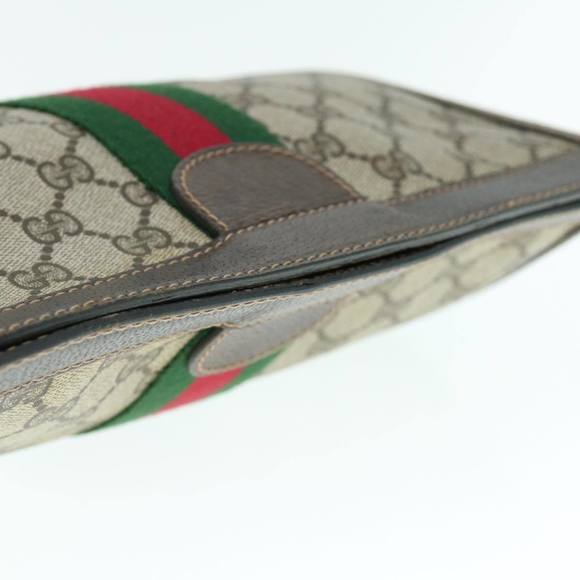 GUCCI GG Supreme Web Sherry Line Clutch Bag Beige Red 41 014 2125 28 Auth 64126 - Picture 5 of 16